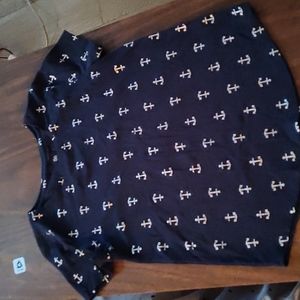 SO Girls Navy Blue Anchor Print Tee – Size 7/8